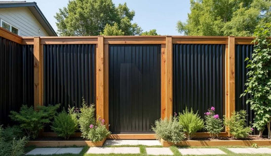 Black/Black Corrugated Metal Panels for Fencing | Fraser Valley Metal