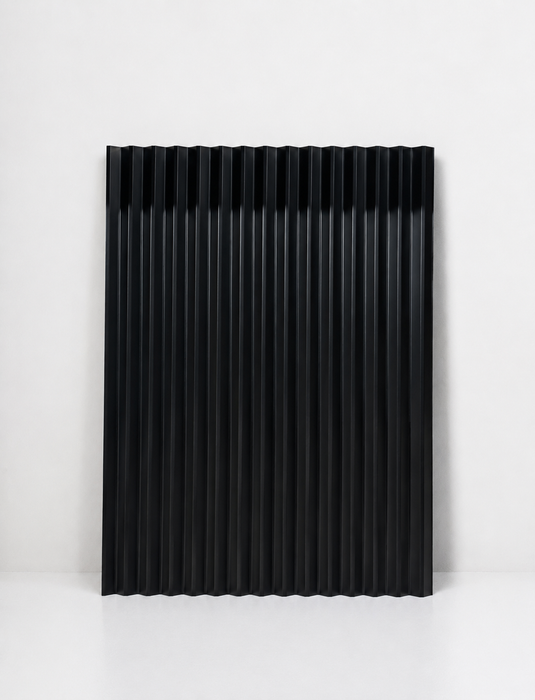 Black on Black Corrugated Metal Fencing Panel